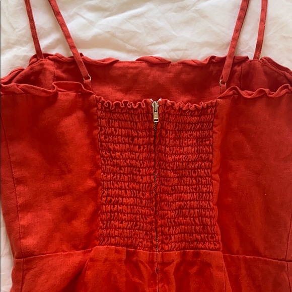 Reformation Coral Orange Linen Mini Dress - Picture 8 of 9